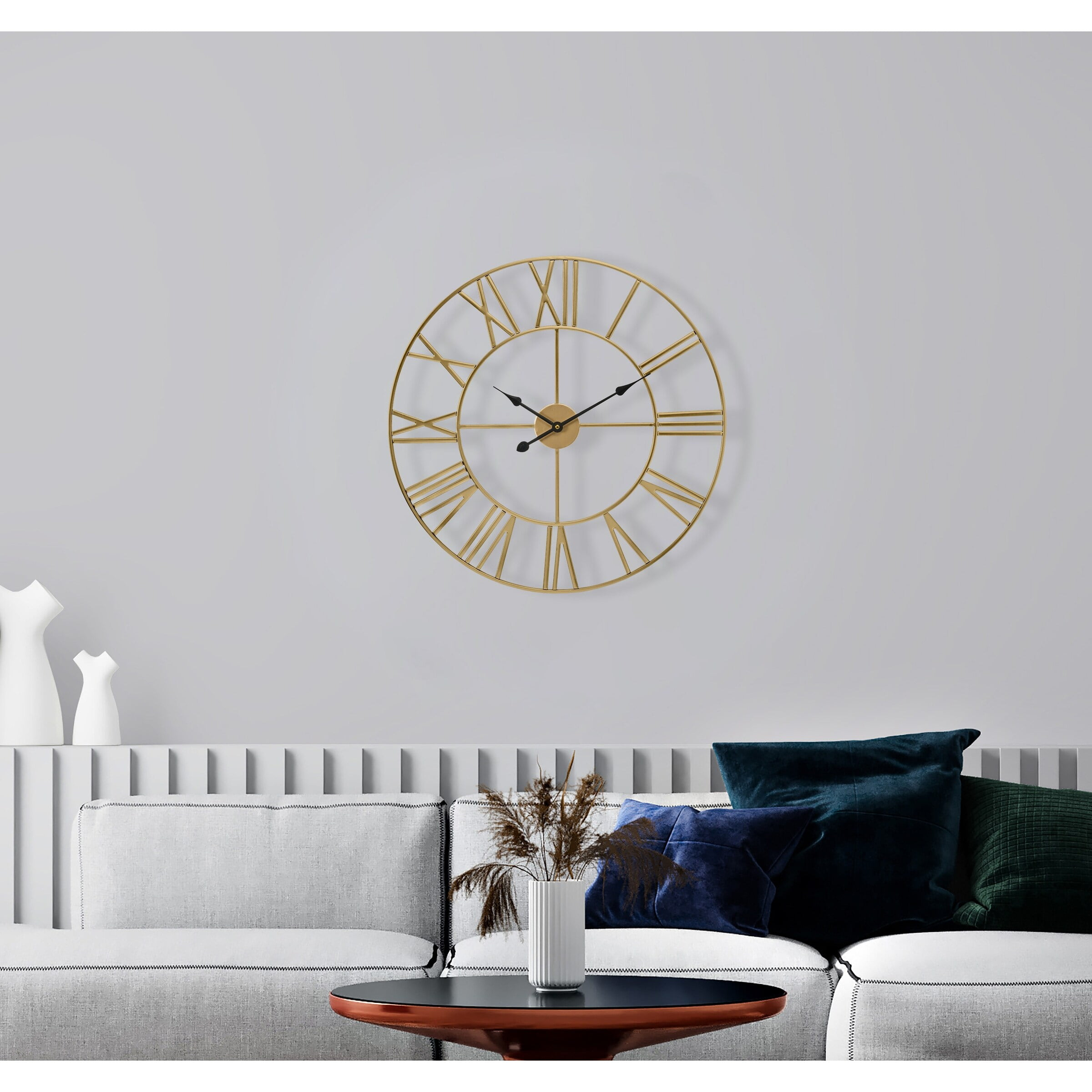 GGI International Large Decorative Wall Clock 16" - Roman Numeral Modern Home Decor Gold