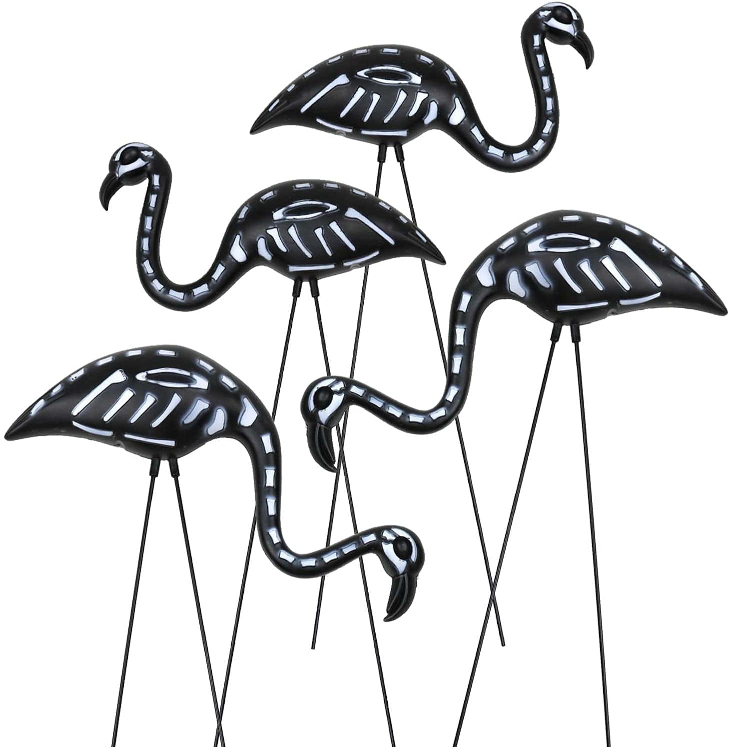 Giftexpress Black Halloween Flamingo Skeleton Outdoor Decor (4 Count)