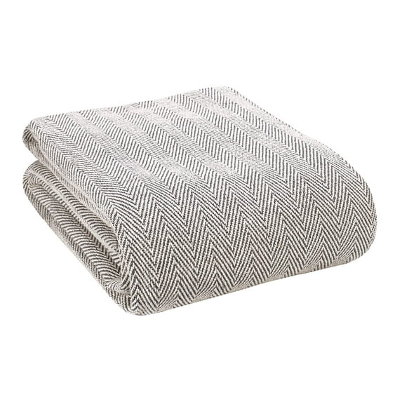 GLAMBURG 100% Soft and Breathable Cotton Thermal Blanket Queen Charcoal - Perfect for Layering Any Bed for All Season