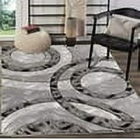 GLORY RUGS Area Rug Modern 4x6 Grey Black Circles Geometry Soft Hand Carved Contemporary Floor Carpet Fluffy Texture for Indoor Living Dining Room and Bedroom Area