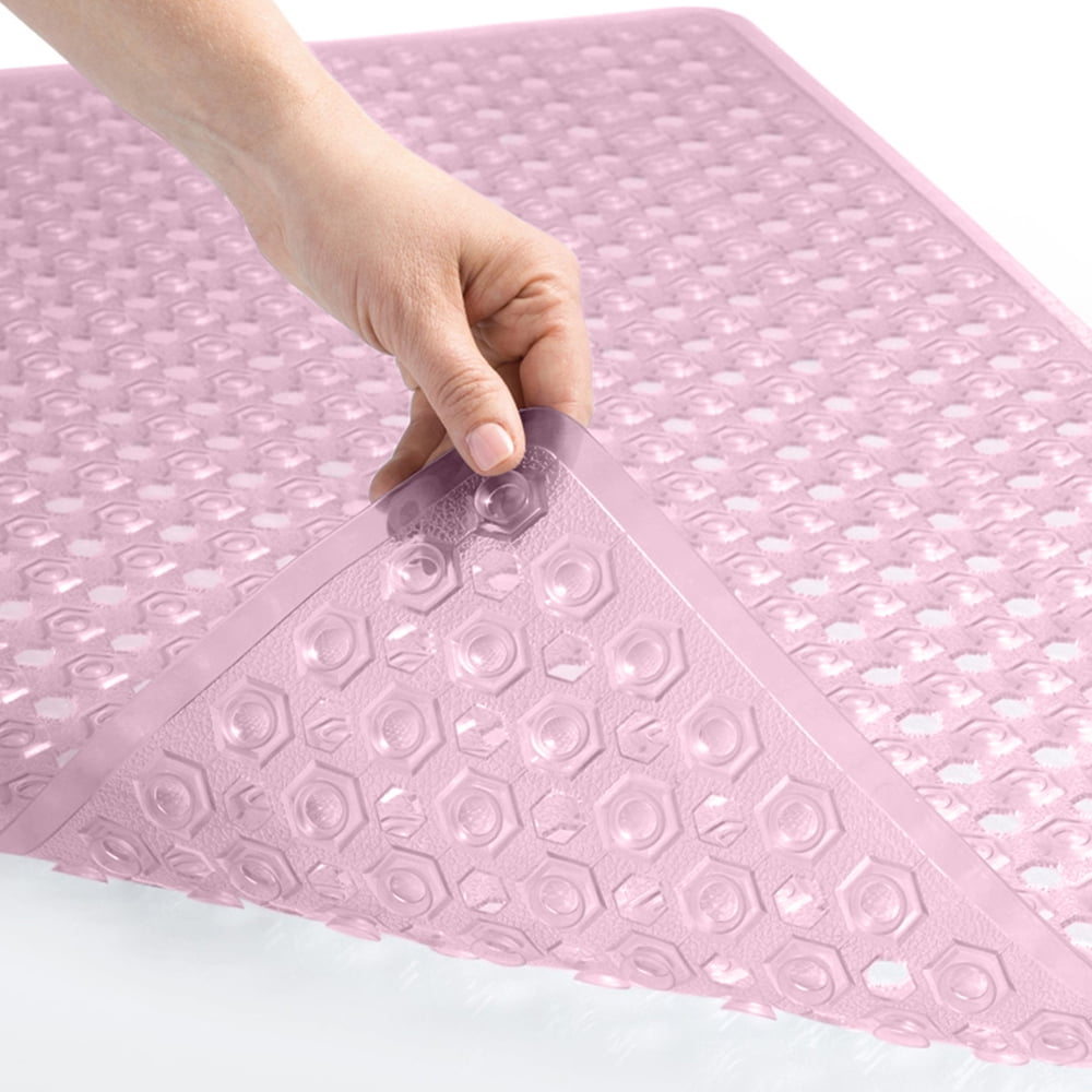 GORILLA GRIP Patented Bathtub Mat, Hundreds of Suction Cups, 35x16 Size, Light Pink Translucent