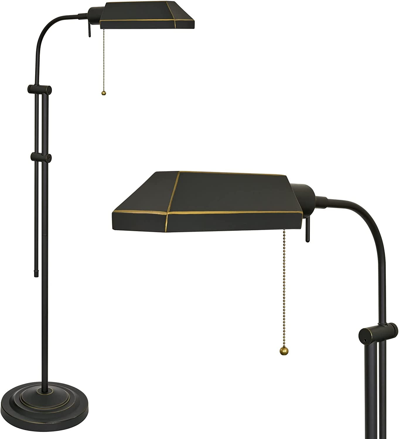 GOURE Prescott 58" Modern Industrial Adjustable Standing Pharmacy Floor Lamp, Dark Bronze Finish, Includes 6W LED Bulb (60W eq.) Energy Efficient, Eco-Friendly, Pivot Head for Hobby/Precise Task