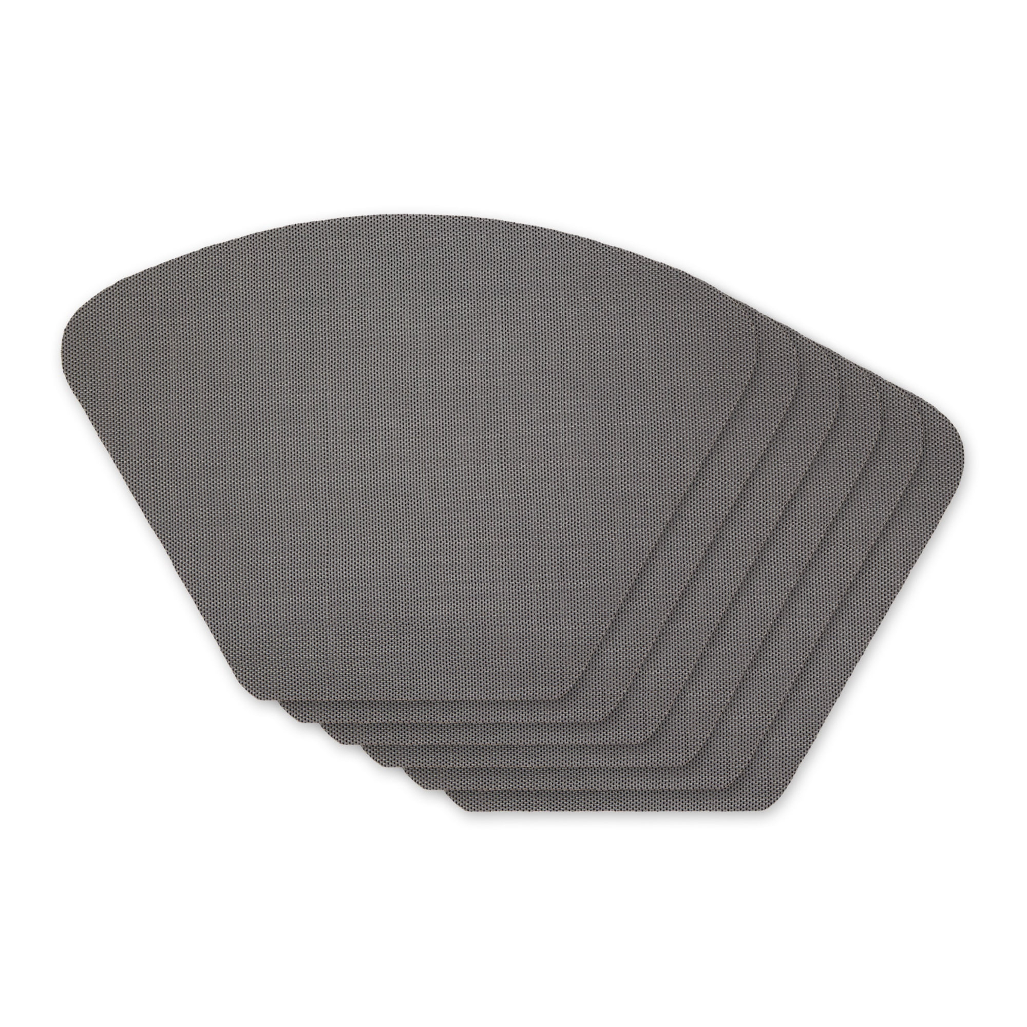 DII PVC Tabletop Collection Woven Indoor/Outdoor, Wedge Placemat Set, Gray, 6 Piece