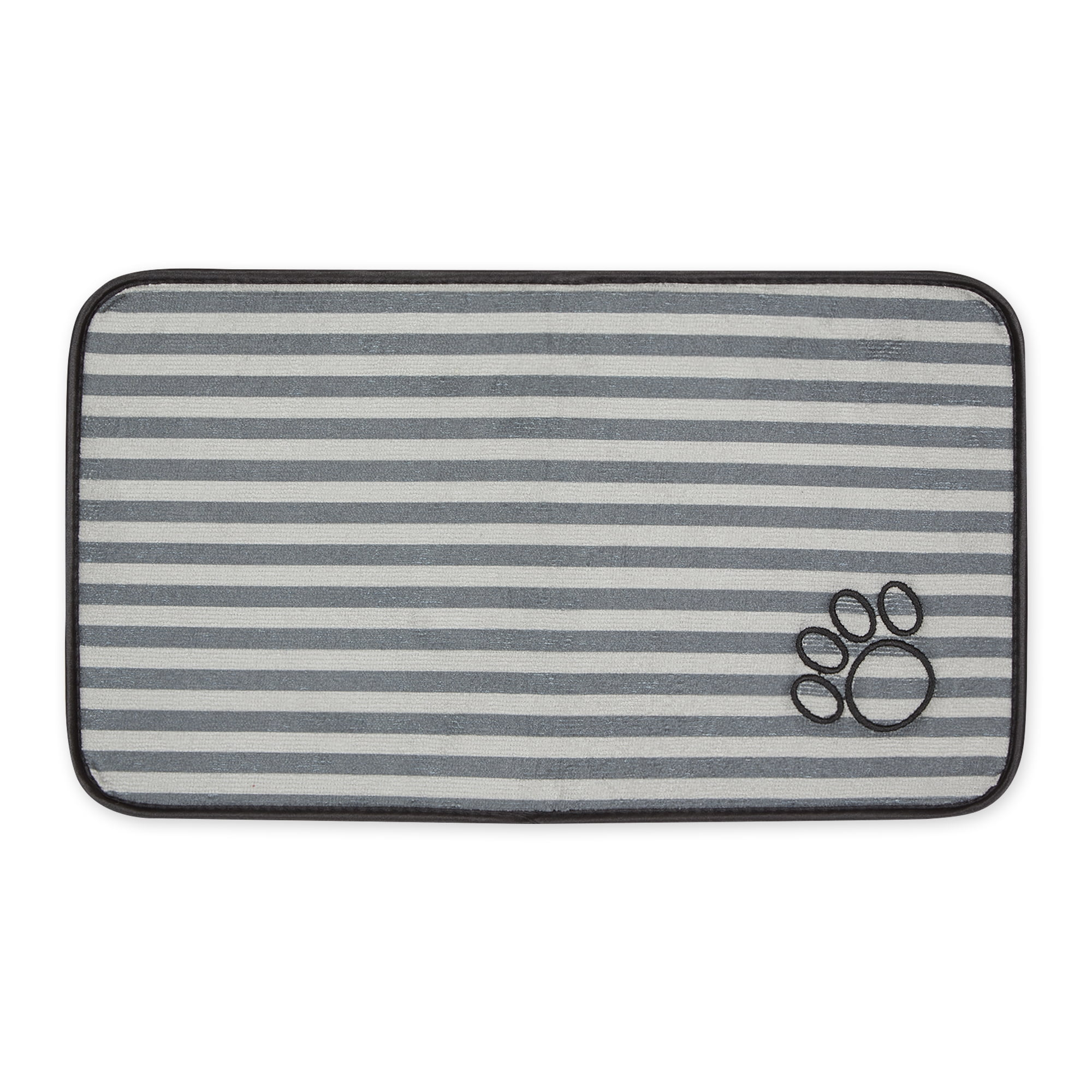 Bone Dry Gray Stripe Lightweight Absorbent Food Mat, Gray