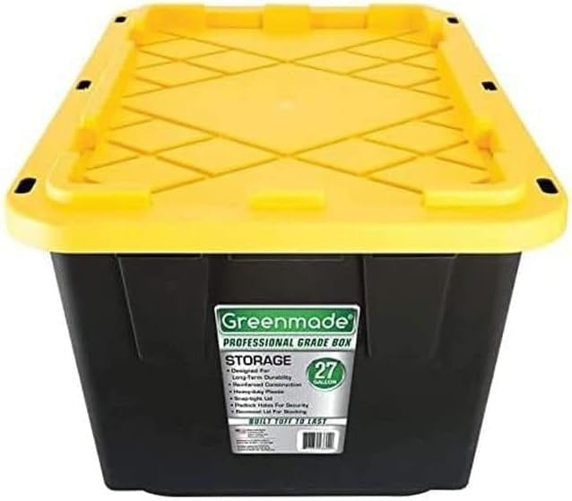 GREENMADE 27 Gallon Black & Yellow Storage Container 1-Pack
