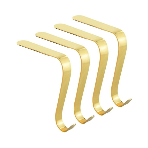 GUOOL 4 Pieces Stocking Holders Christmas Ornament Hooks Desktop Decor Xmas Hooks Metal Hanging Hooks for Christmas Tree Decoration Gold