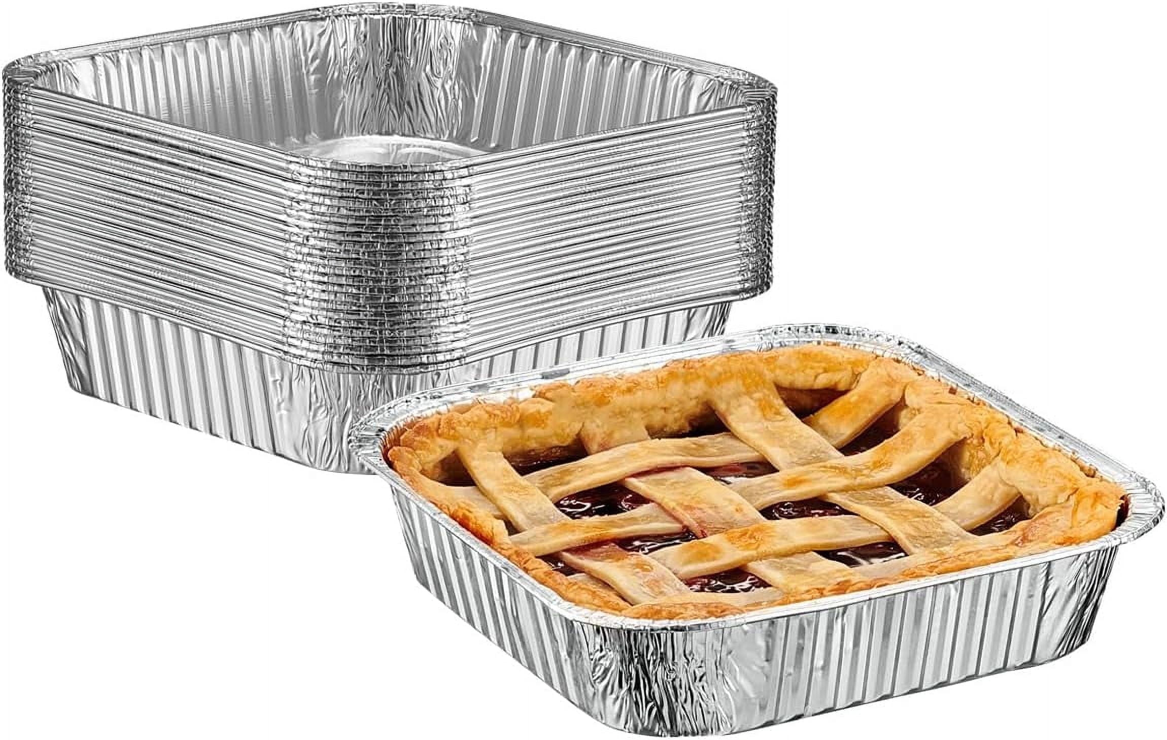 GUSTO Disposable Aluminum Square Foil Pans for Baking, Cooking, Food Prep, No Lids, 8", 25-Pack