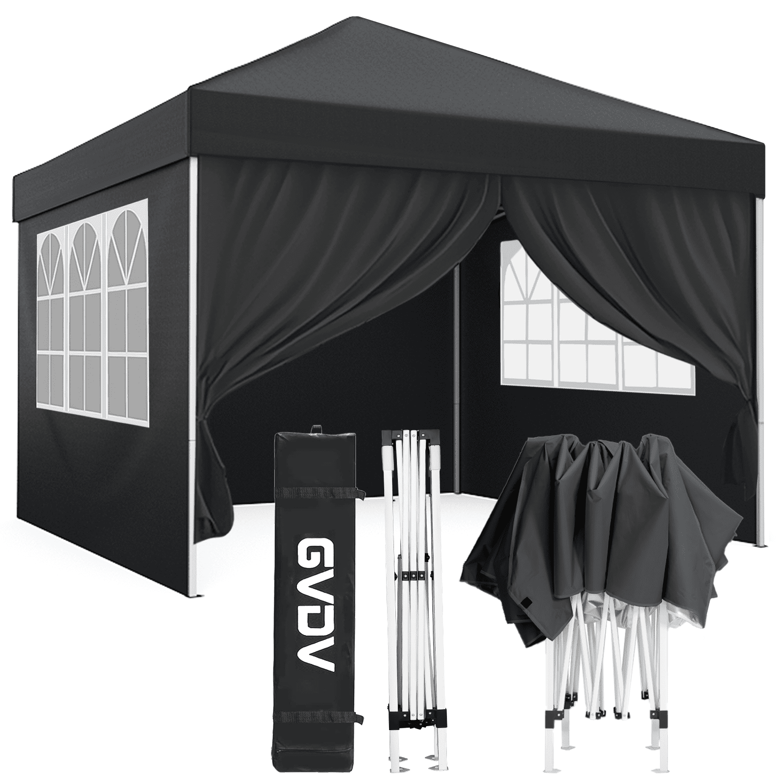 COBIZI 10X10 Ez Pop Up Canopy Tent Outdoor Event Shelter Party Tent One Person Quick Setup Portable Folding Waterproof Canopy Pop Up Tent for Party Camping Patio Beach,Black