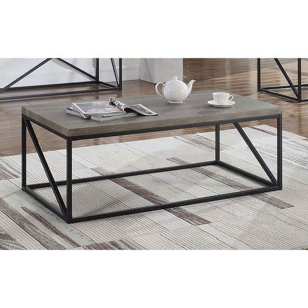 Coaster Farmhouse Wood Rectangular Coffee Table with Metal Base in Gray