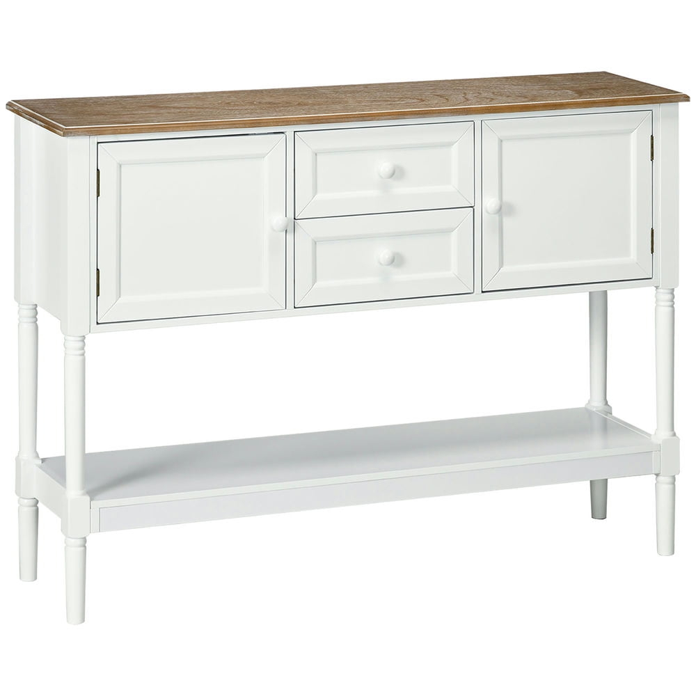 GVN Console Table,Console Table with Drawers, Vintage Entryway Table with 2 Drawers, Retro Sofa Table, White