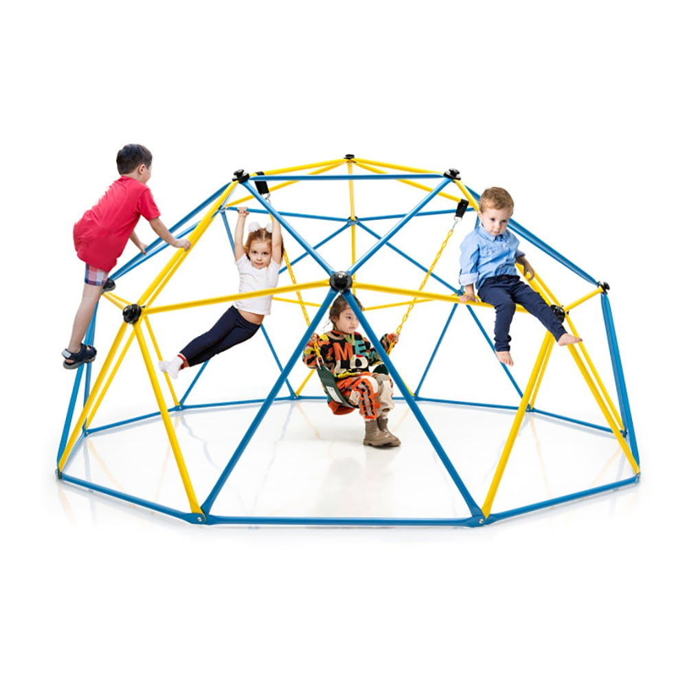 Spaco 10 Feet Kids Dome Climber, Climbing Dome with Swing and 800 Lbs Load Capacity for Garden Yard, Kids Play Equipment for Outdoor, Multicolor
