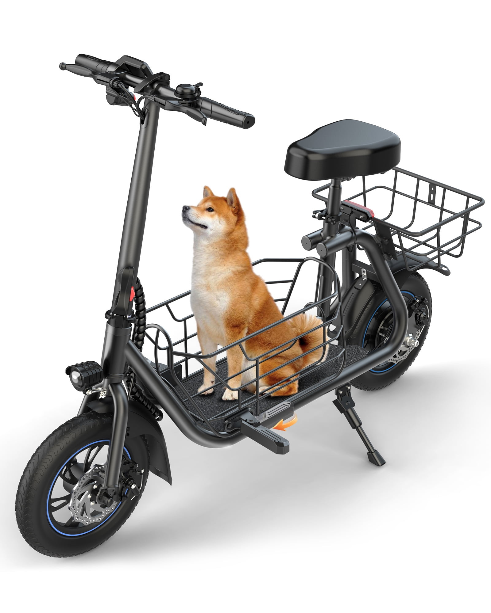 GYROOR Electric Scooter with Seat for Pets and Adults, 550W Powerful Motor 20miles Distance Max 18.6MPH Speed Spacious Storage Space LED Display, C1S