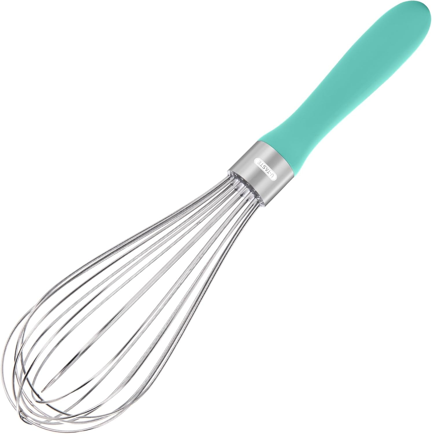 Zulay Kitchen Stainless Steel Balloon Whisk 12 Inch – Heavy Duty and Durable Wire Whisk with Non-Slip Silicone Handle for Blending, Whipping & Beating - Light Blue
