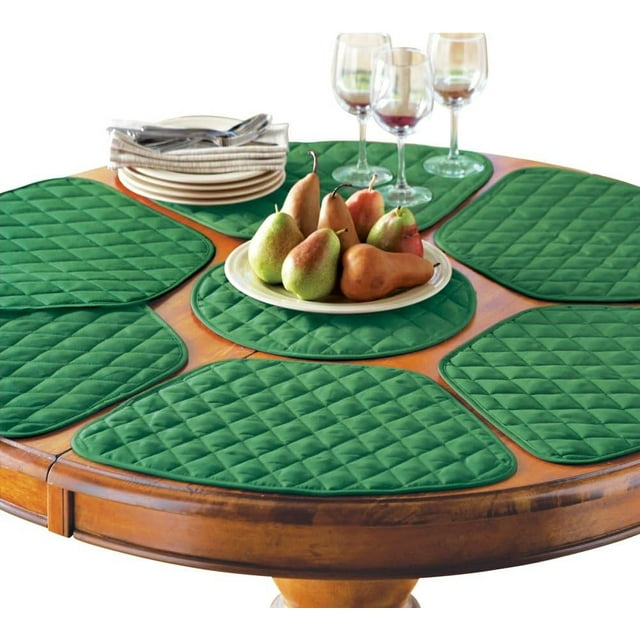 Collections Etc Kitchen Table Placemat and Centerpiece Set - 7 Pc, Holiday Green