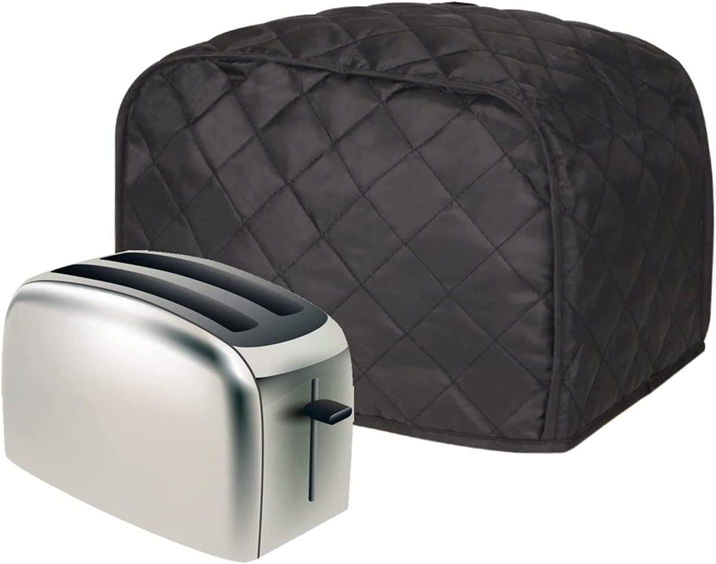 Numjaw 2-Slice Toaster Cover, Quilted Toaster Cover with Top Handle for Home, Kitchen Small Appliance Dust Fingerprint Cover(Black)
