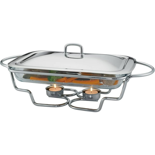 Stainless Steel 3-Quart Chafing Dish Buffet Set with Glass Tray