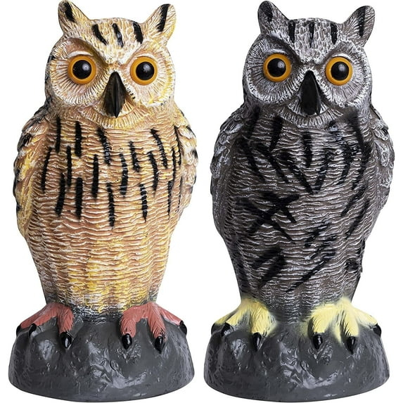2Pack Fake Owl Decoy to Keep Birds Away Garden Decoration Bird Scare Devices for Garden Outdoor Yard