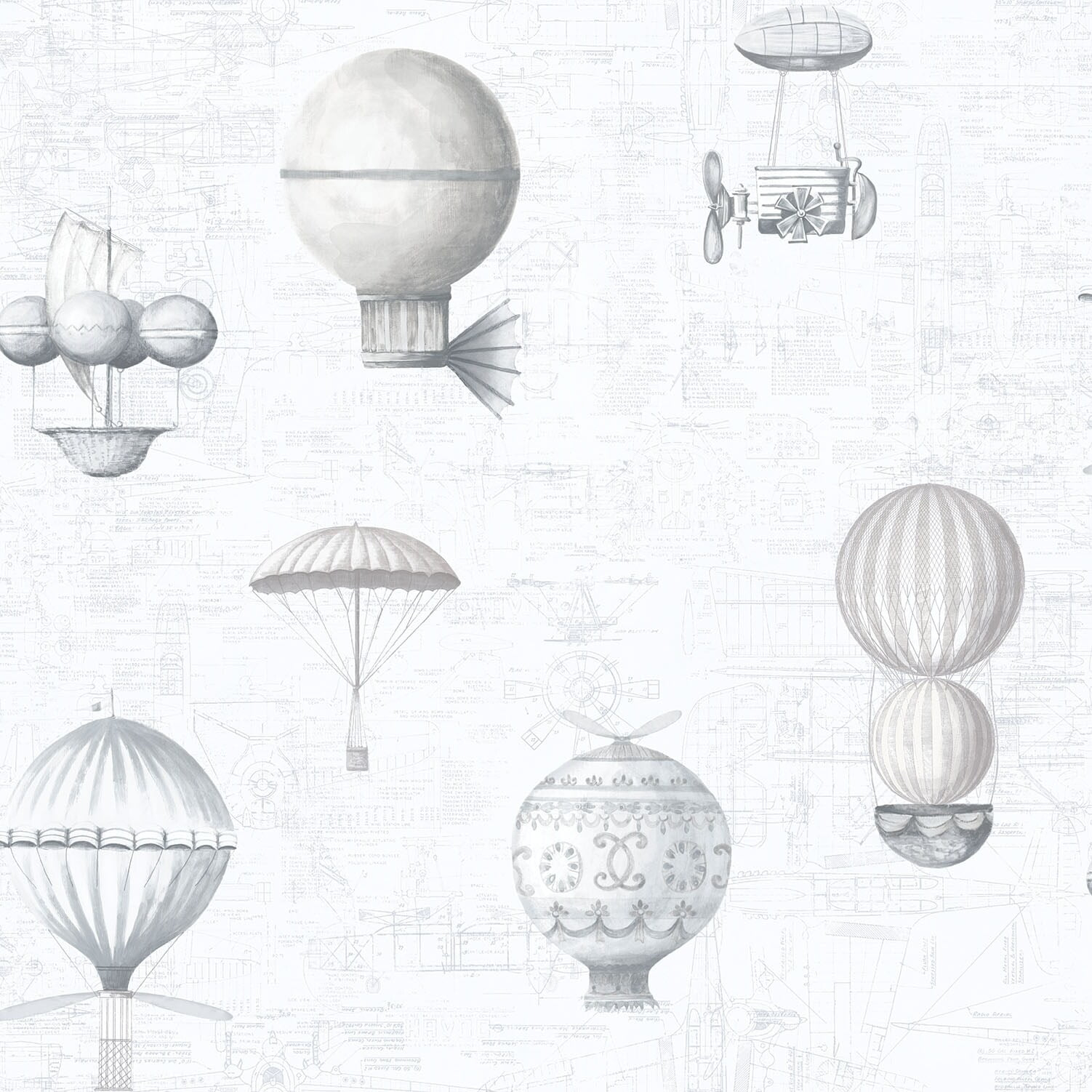 Nostalgie Steampunk Air Balloons 33' L x 21" W Wallpaper Roll