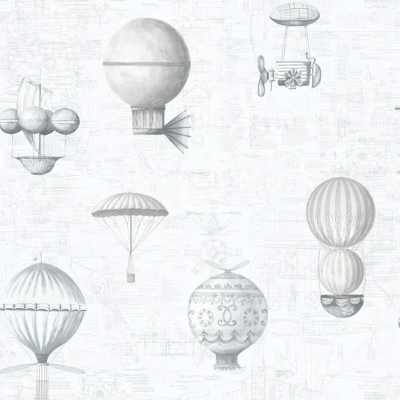 Nostalgie Steampunk Air Balloons 33' L x 21" W Wallpaper Roll