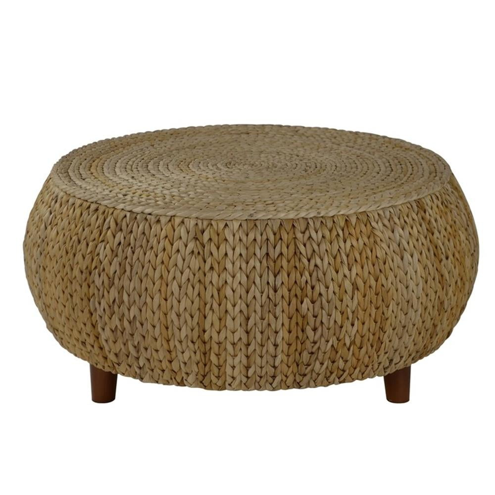 Gallerie Decor Bali Breeze Low Round Transitional Wood Accent Table in Natural