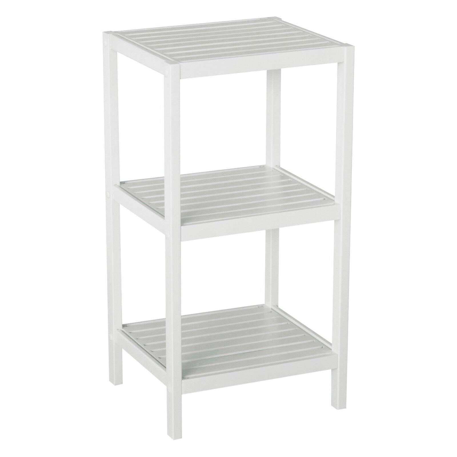 Gallerie Decor Natural Spa 3-Shelf Transitional Bamboo Tower in White