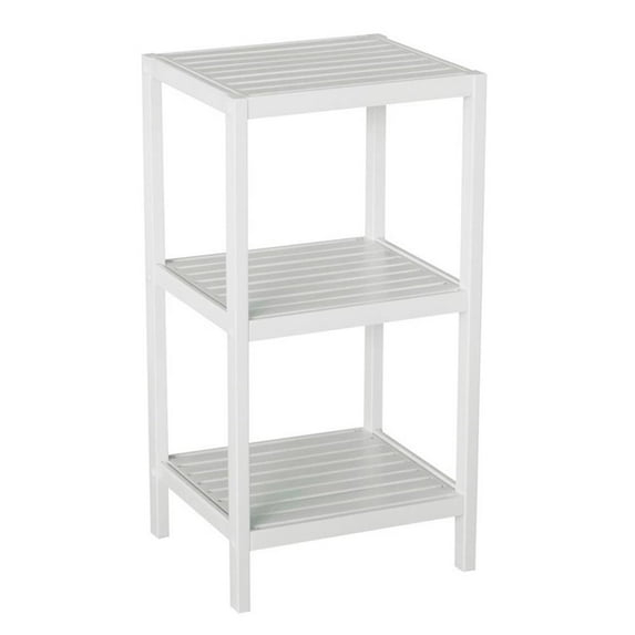 Gallerie Decor Natural Spa 3-Shelf Transitional Bamboo Tower in White
