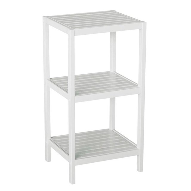 Gallerie Decor Natural Spa 3-Shelf Transitional Bamboo Tower in White