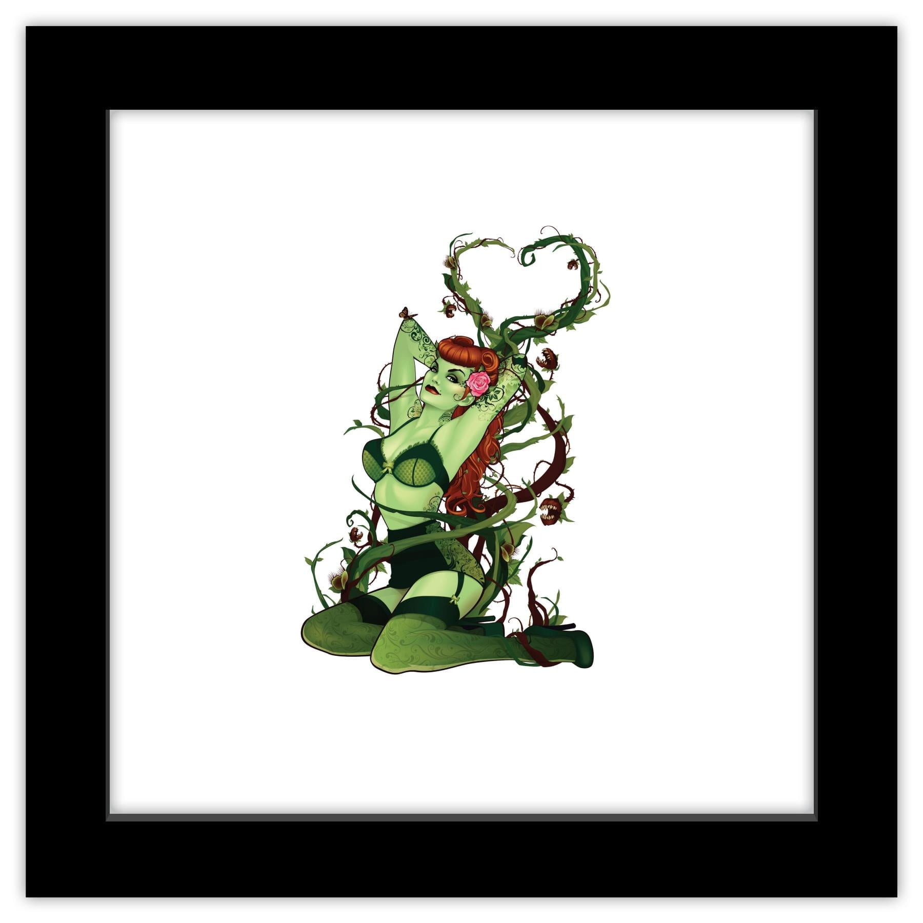 Gallery Pops DC Comics Bombshells - Poison Ivy - Pinup Figure Wall Art, Black Framed Version, 12" x 12"