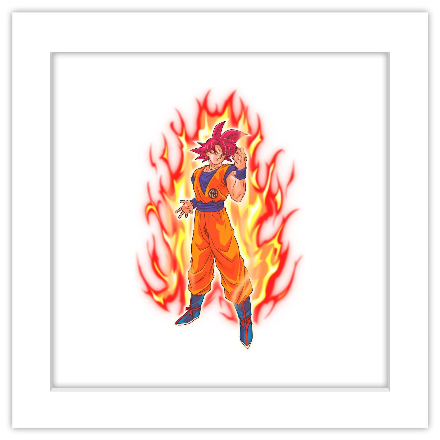 Gallery Pops Dragon Ball: Super - Super Saiyan God Goku Wall Art, White Framed Version, 12" x 12"