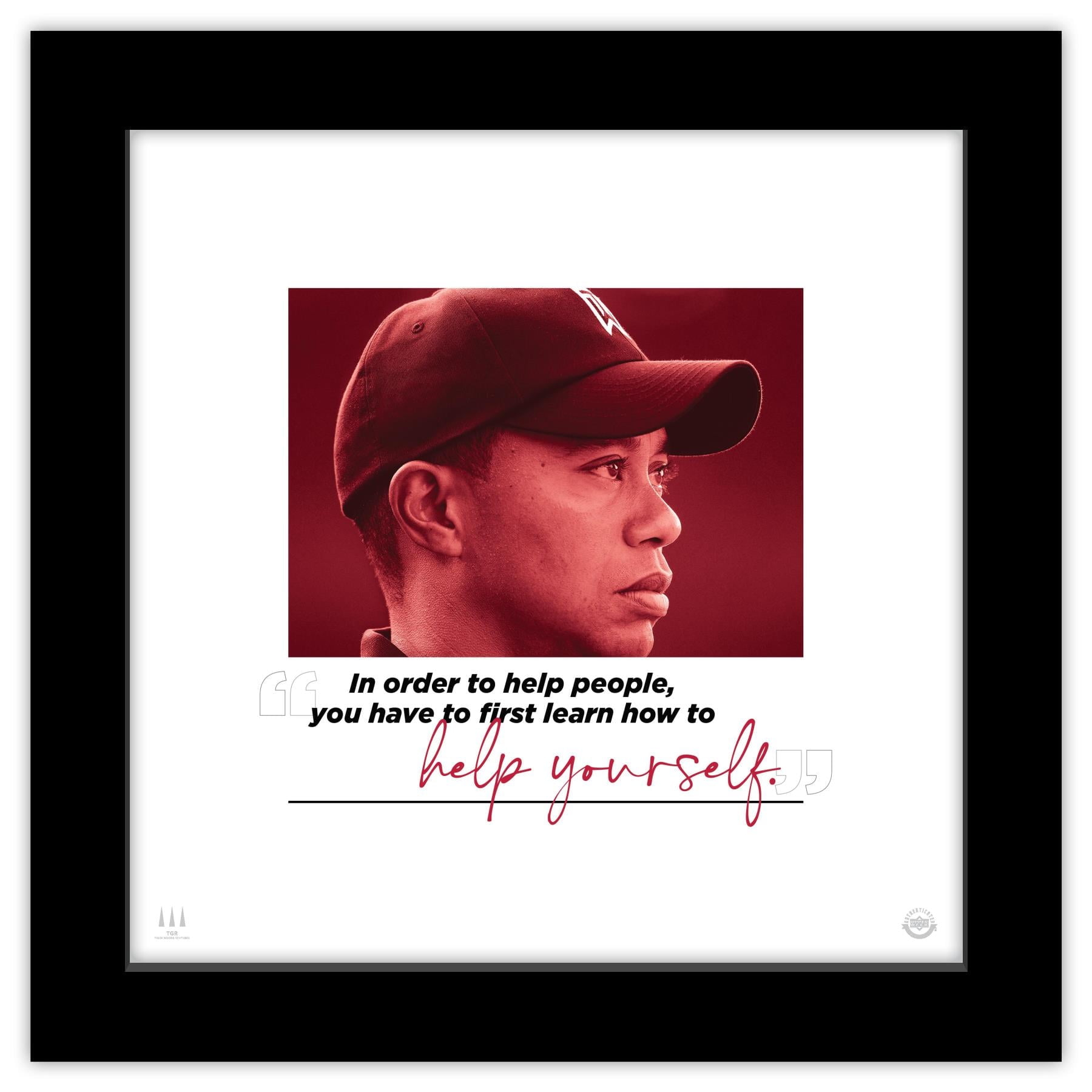 Gallery Pops Tiger Woods - Quote Help Yourself Wall Art, Black Framed Version, 12" x 12"