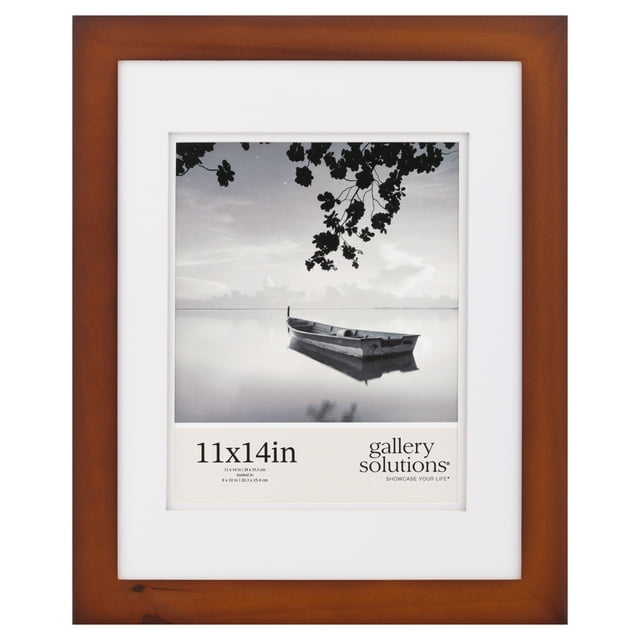 Gallery Solutions 11"x14" Flat Cherry Frame with Double White Mat, For 8"x10" Pictures