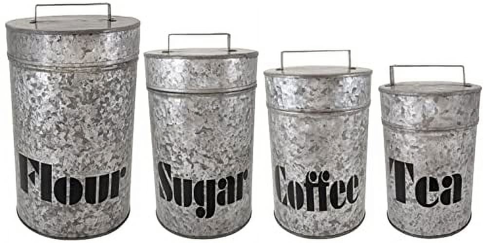 Galvanized Canisters with Lids - Kitchen - Set of 4