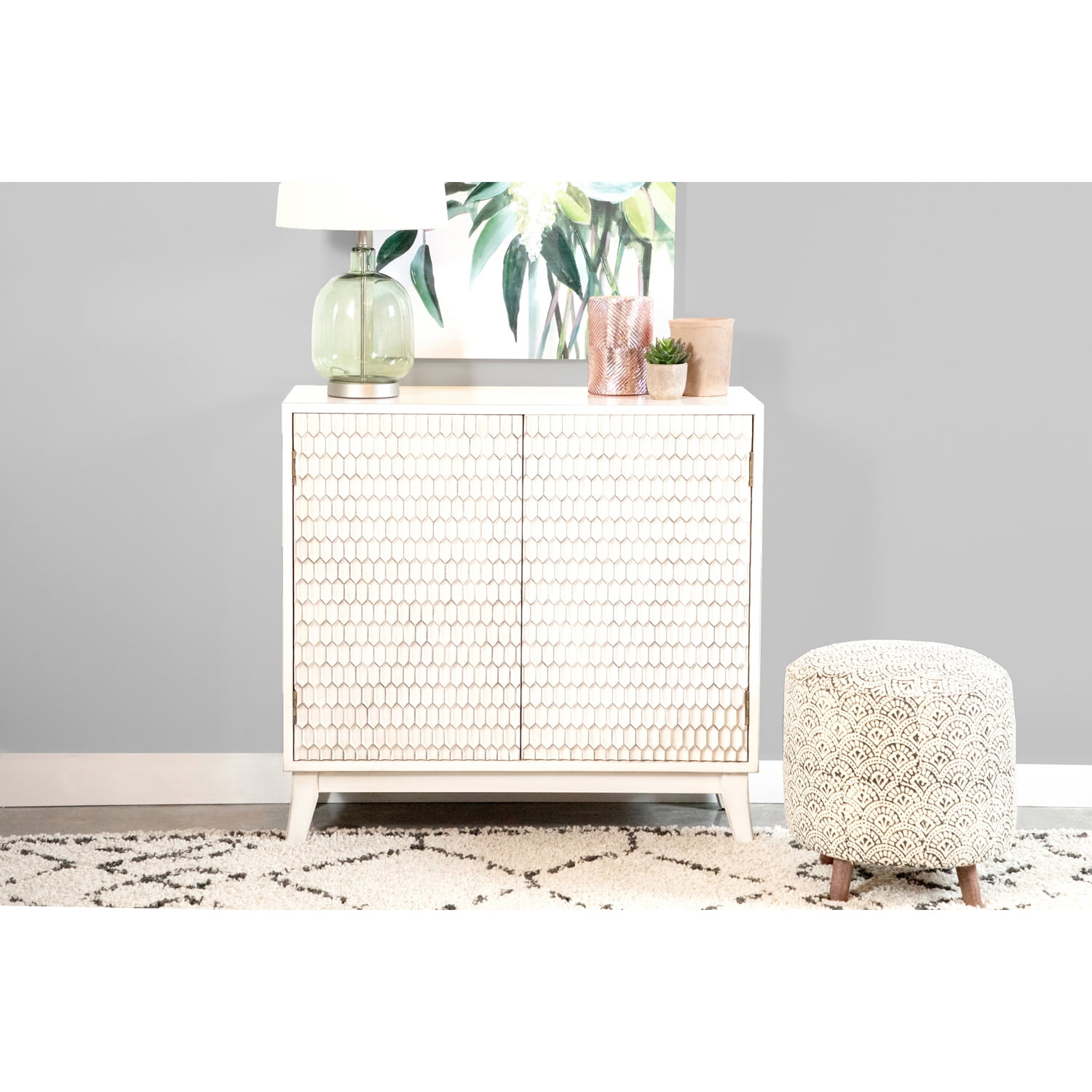 Coaster Contemporary Wood Rectangular 2-Door Accent Cabinet in White