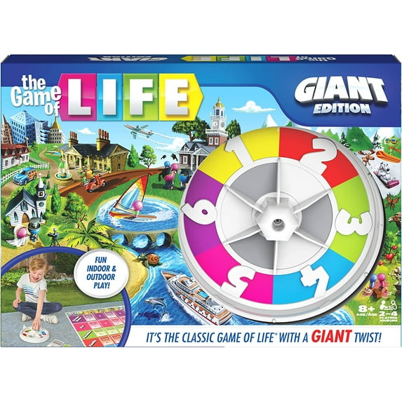 The Game of Life, Giant Edition Family Board Game Indoor/Outdoor Fun Game with Big Oversized Gameboard Cards Spinner, for Adults and Kids Ages 8 and Up