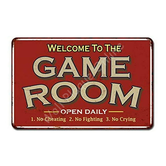 Game Room Sign Rustic Wall decor Gameroom Signs Home Vintage Decorations Games Arcade Retro Video Gamer Art Gaming wall art Size: 8 x 12 Inches