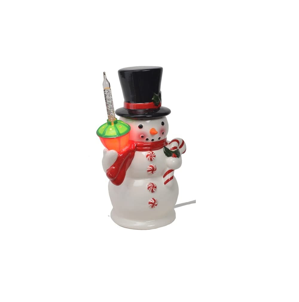 9.0 Inch Snowman With Bubble Light Candy Cane Figurines