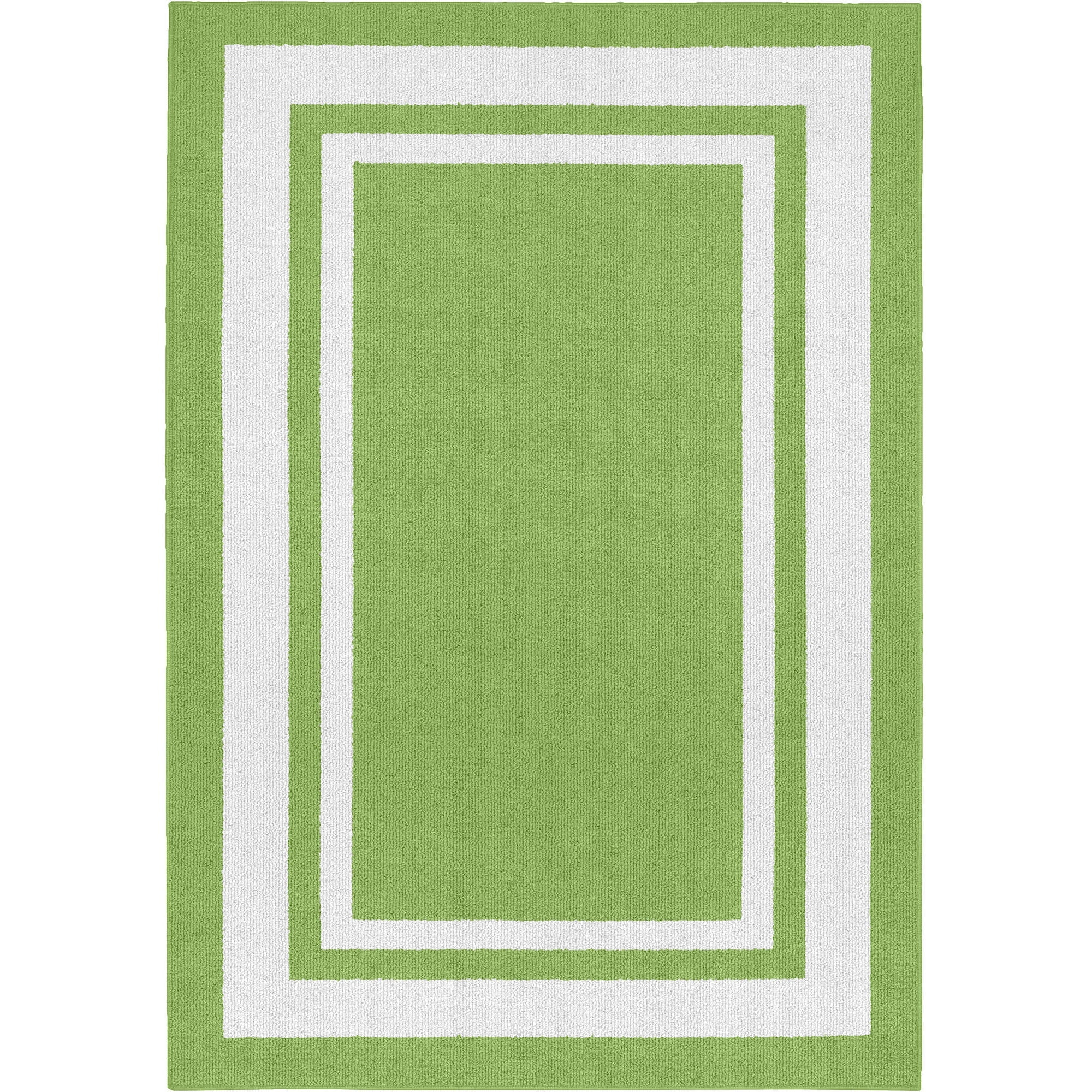 Garland Rug Borderline Polypropylene Grasshopper Green/White Indoor/Outdoor Area Rug, 5' x 7'