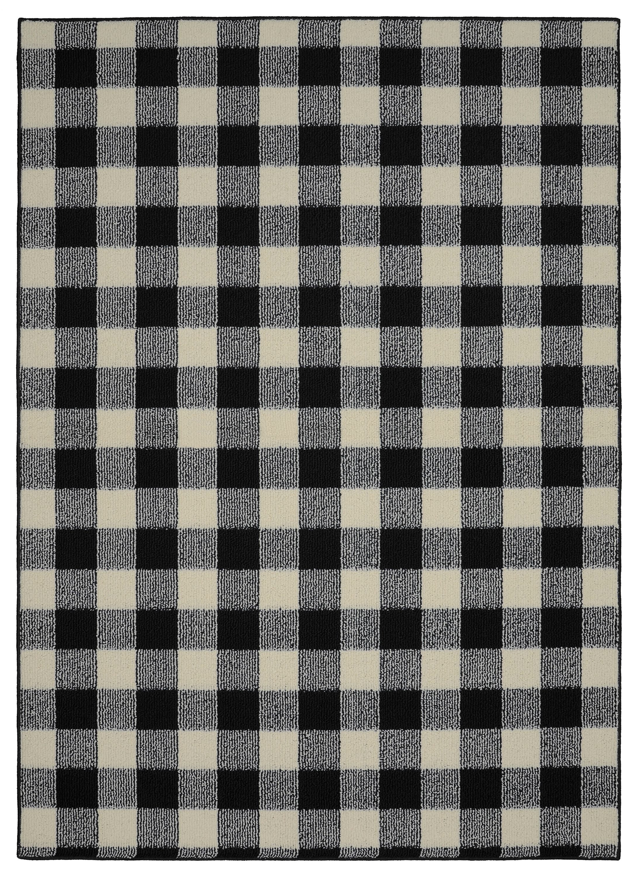 Garland Rug Country Living Buffalo Plaid Polypropylene Black/Ivory Indoor Area Rug, 5' x 7'
