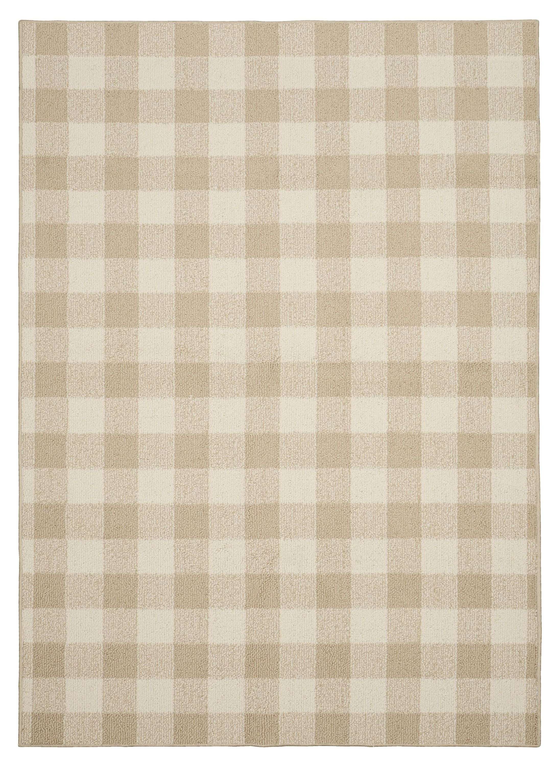 Garland Rug Country Living Buffalo Plaid Polypropylene Tan/Ivory Indoor Area Rug, 7' x 10'