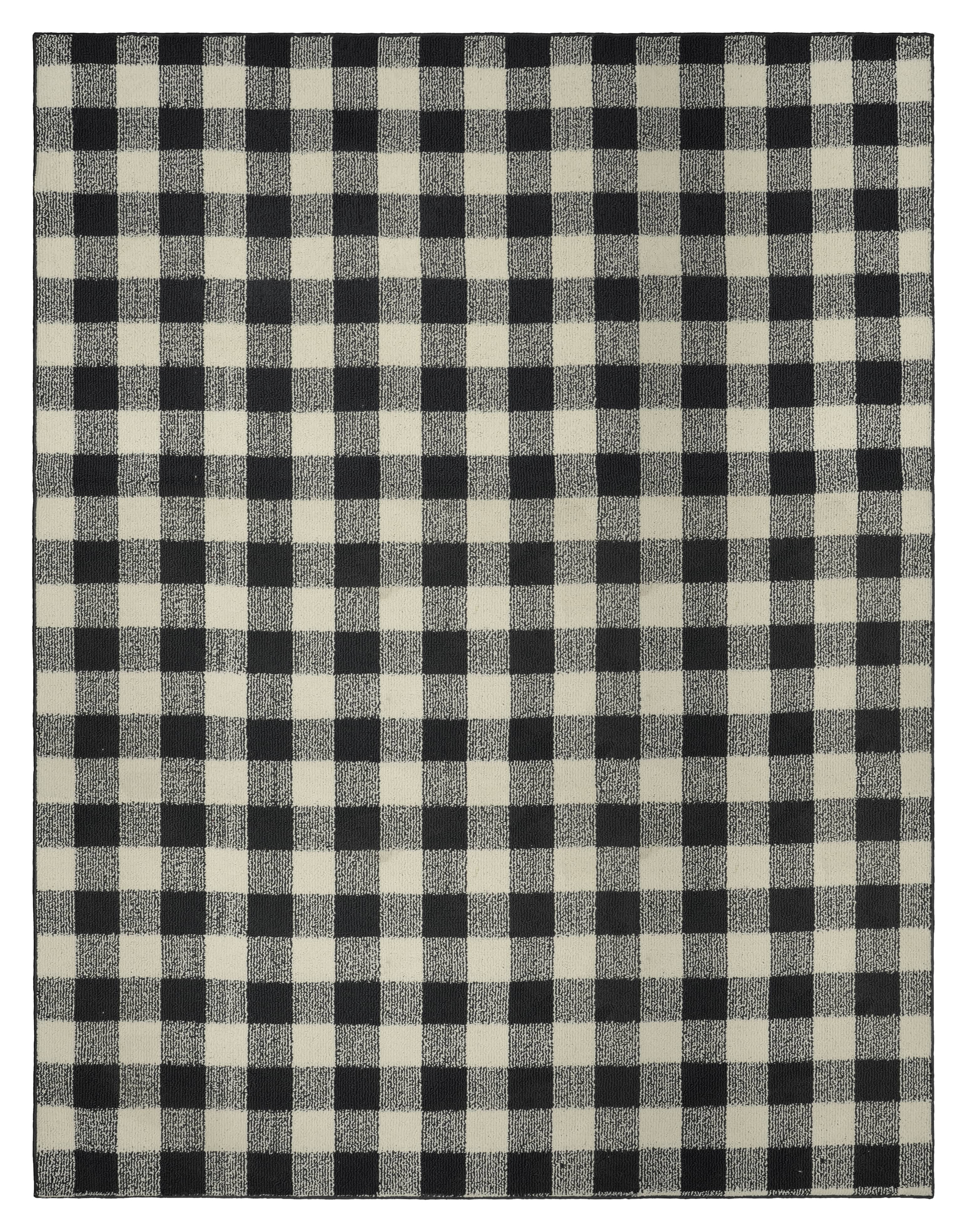 Garland Rug Country Living Buffalo Plaid Polypropylene Black/Ivory Indoor/Outdoor Area Rug, 5' x 7'