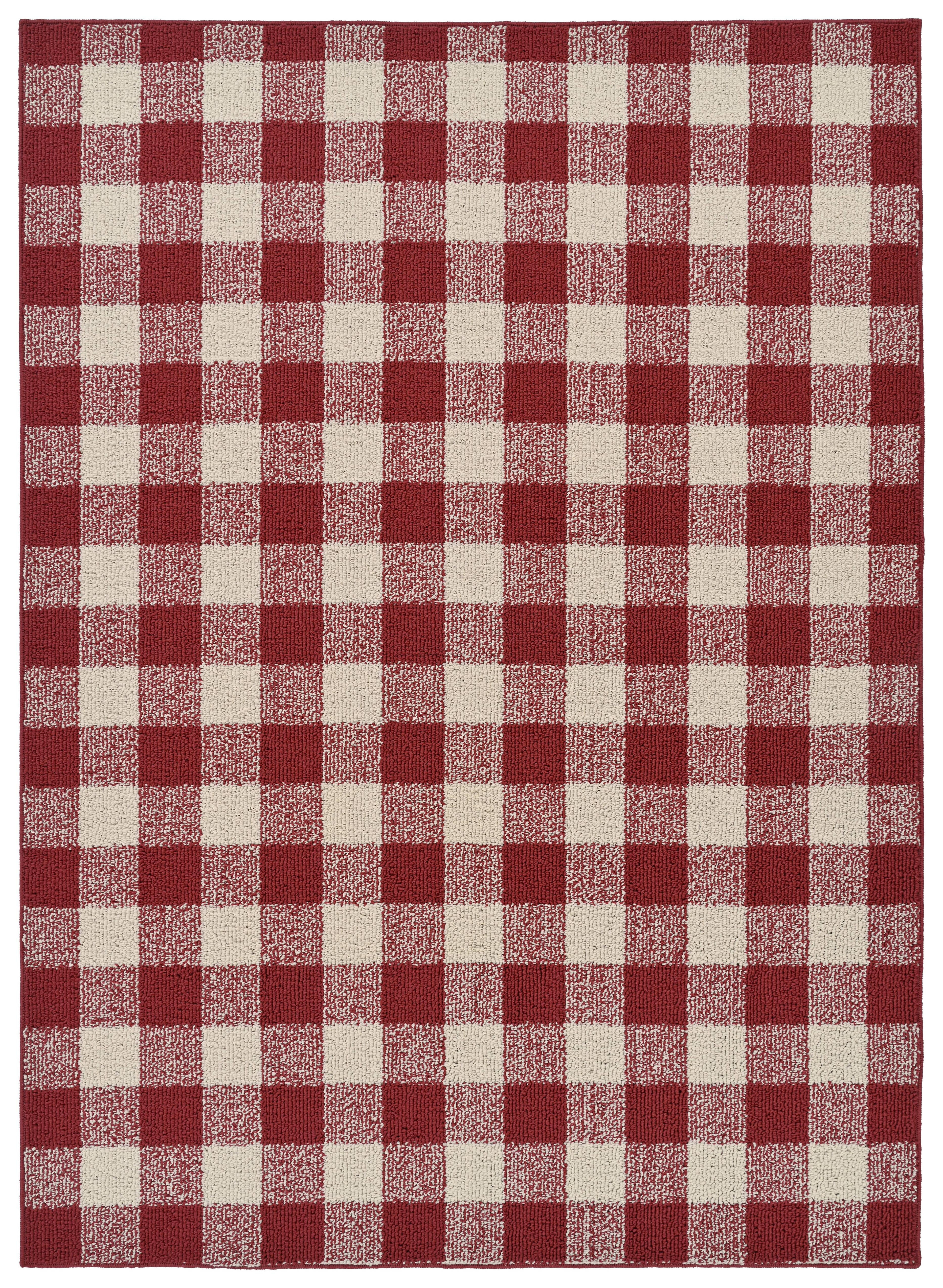 Garland Rug Country Living Buffalo Plaid Polypropylene Chili/Ivory Indoor/Outdoor Area Rug, 5' x 7'