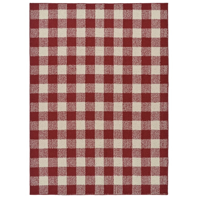 Garland Rug Country Living Buffalo Plaid Polypropylene Chili/Ivory Indoor/Outdoor Area Rug, 5' x 7'