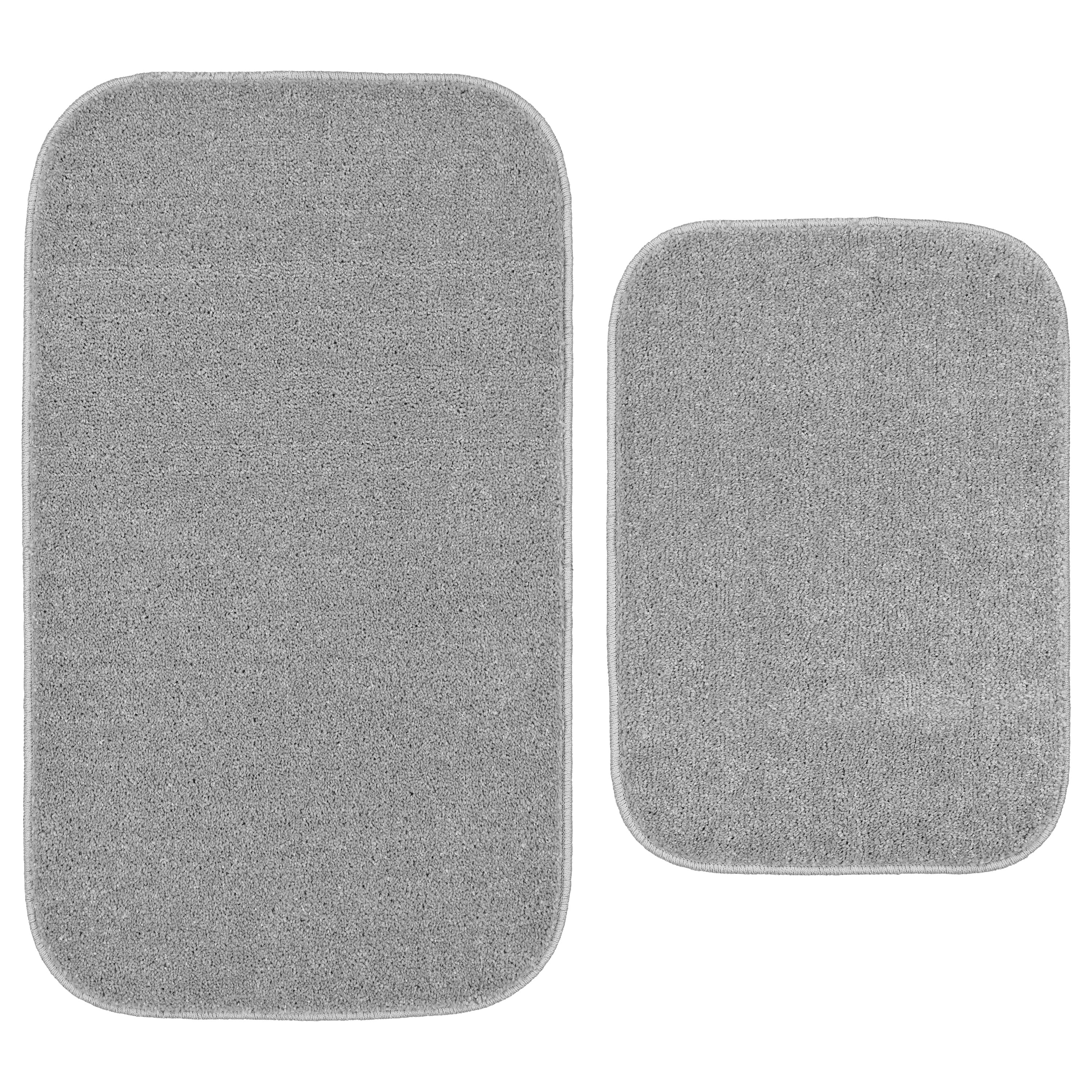 Garland Rug Gramercy Washable Bath Rug Set, 2 Piece (20"x34" & 17"x24") Silver