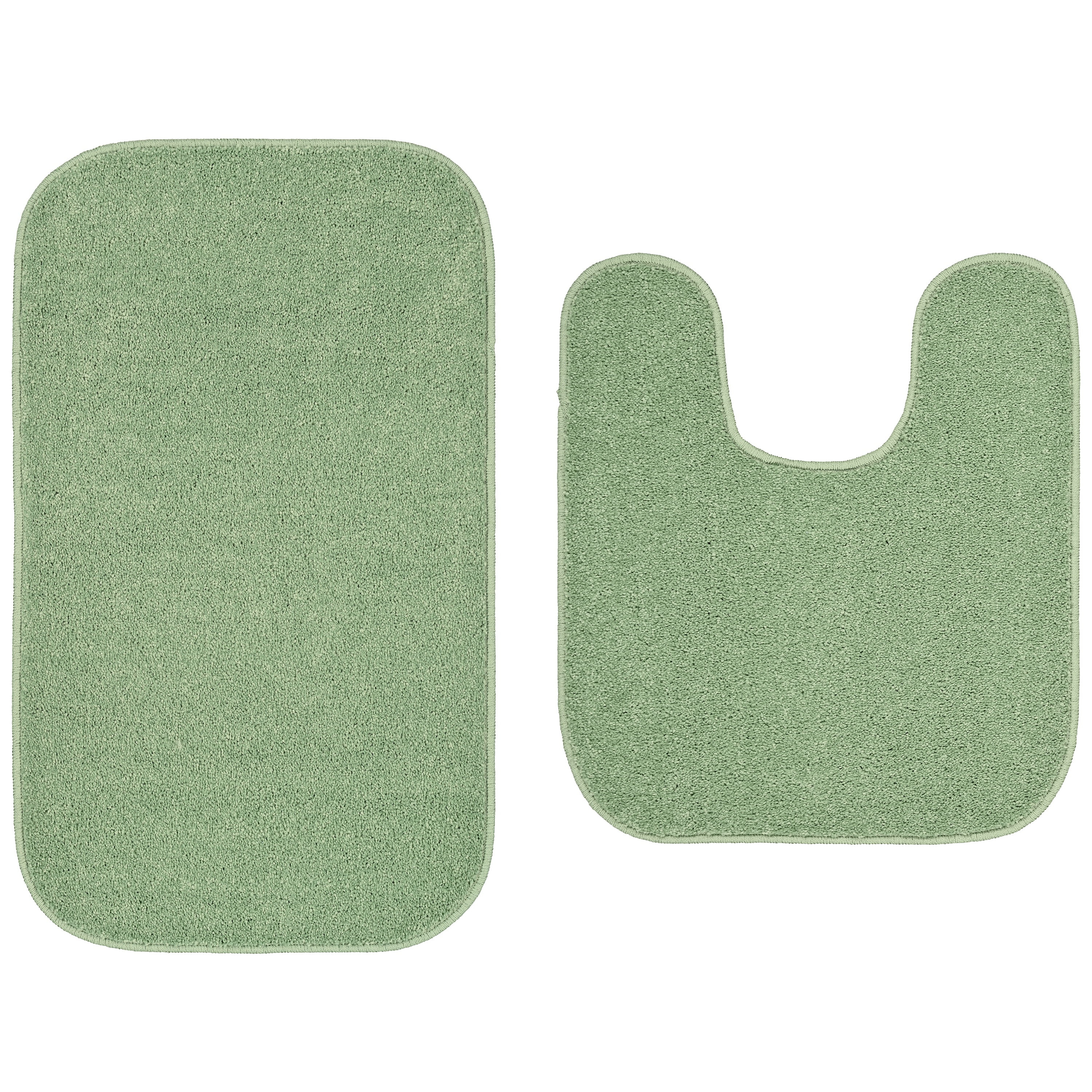 Garland Rug Gramercy Washable Bath Rug Set, 2-Piece (20"x34" & Contour Rug) Deep Fern