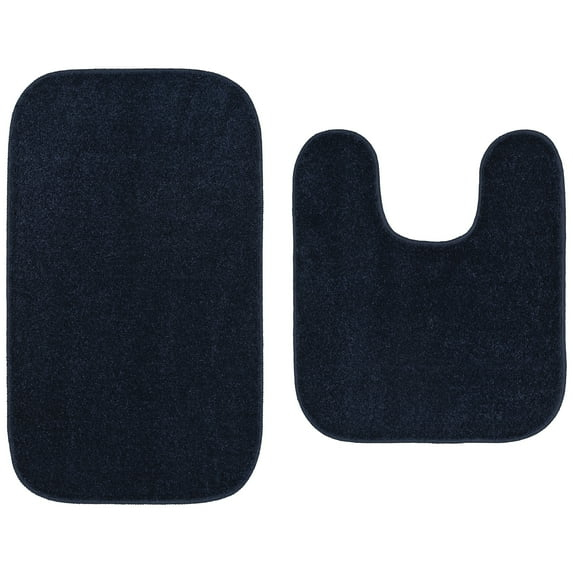 Garland Rug Gramercy Washable Bath Rug Set, 2-Piece (20"x34" & Contour Rug) Navy