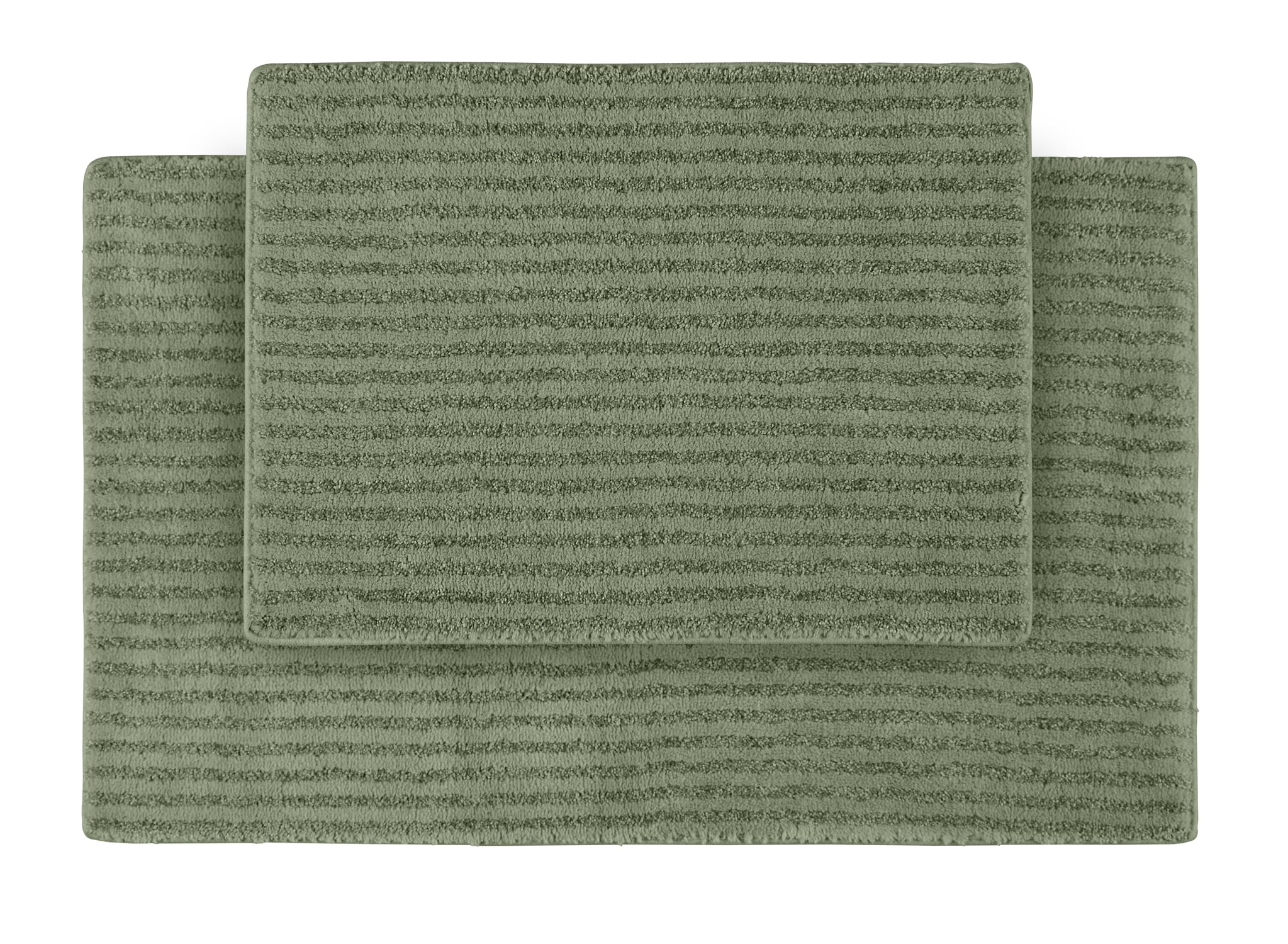 Garland Rug Sheridan Washable Nylon Bath Rug Set, 2 Piece Set (17"x24" Bath Rug, & 21"x34" Bath Rug) Deep Fern