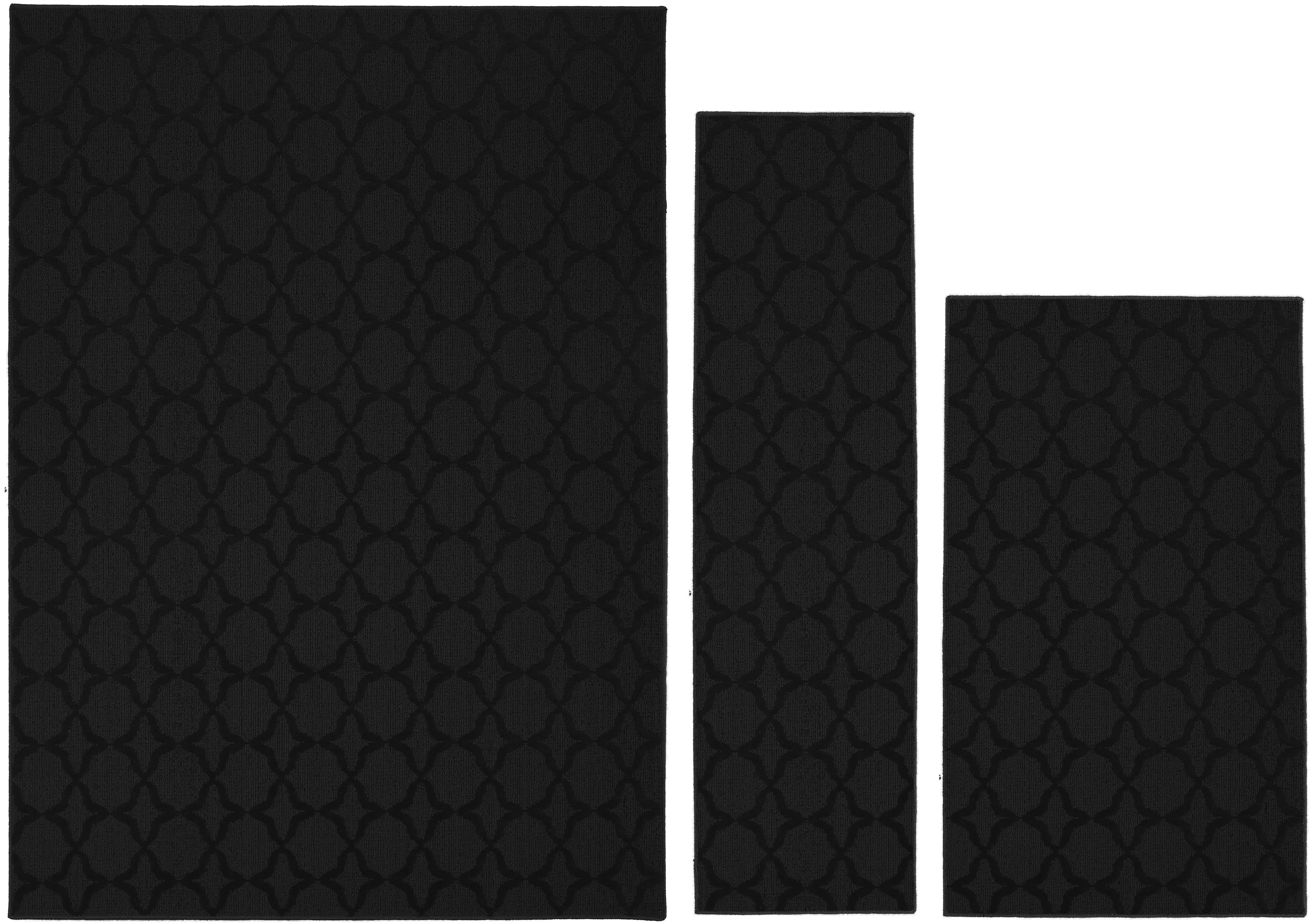 Garland Rug Sparta Indoor Rug Set, 3 Piece Set (2'x5',3'x4', 5'x7') Black