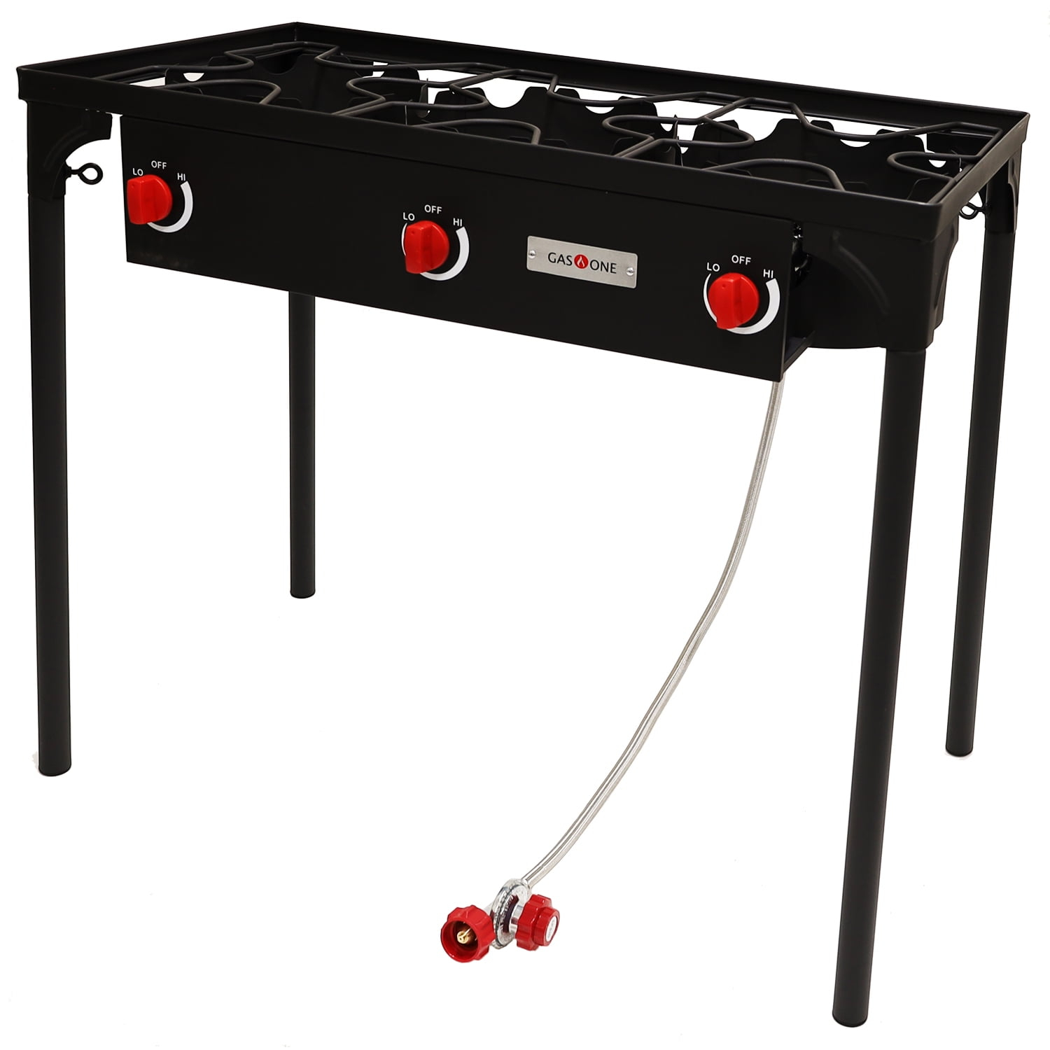 GasOne 3-Burner Propane Outdoor Stove with Adjustable High Pressure Regulator and Hose