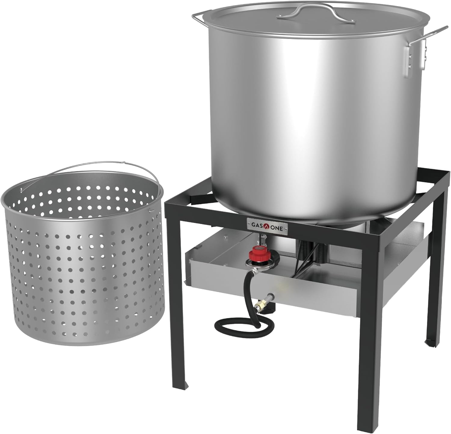 GasOne Seafood Boil Kit with Propane Burner, Propane Regulator, 60Qt Pot with Basket – Heavy Duty