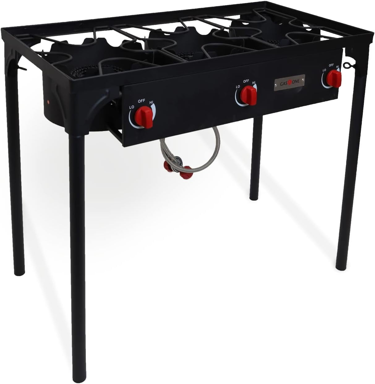GasOne 3-Burner Propane Outdoor Stove with Adjustable High Pressure Regulator and Hose